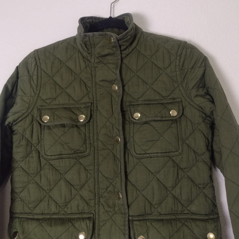 J. Crew Green Quilted Downtown Field Jacket Size XXS - Picture 5 of 16